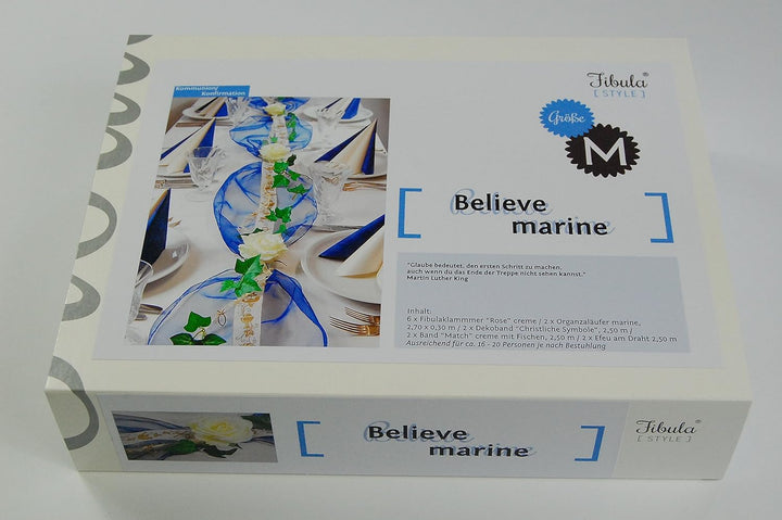 Fibula [Style]® Komplettpaket "Believe" marine Grösse M Komplette Tischdekoration für ca 16 - 20 Per