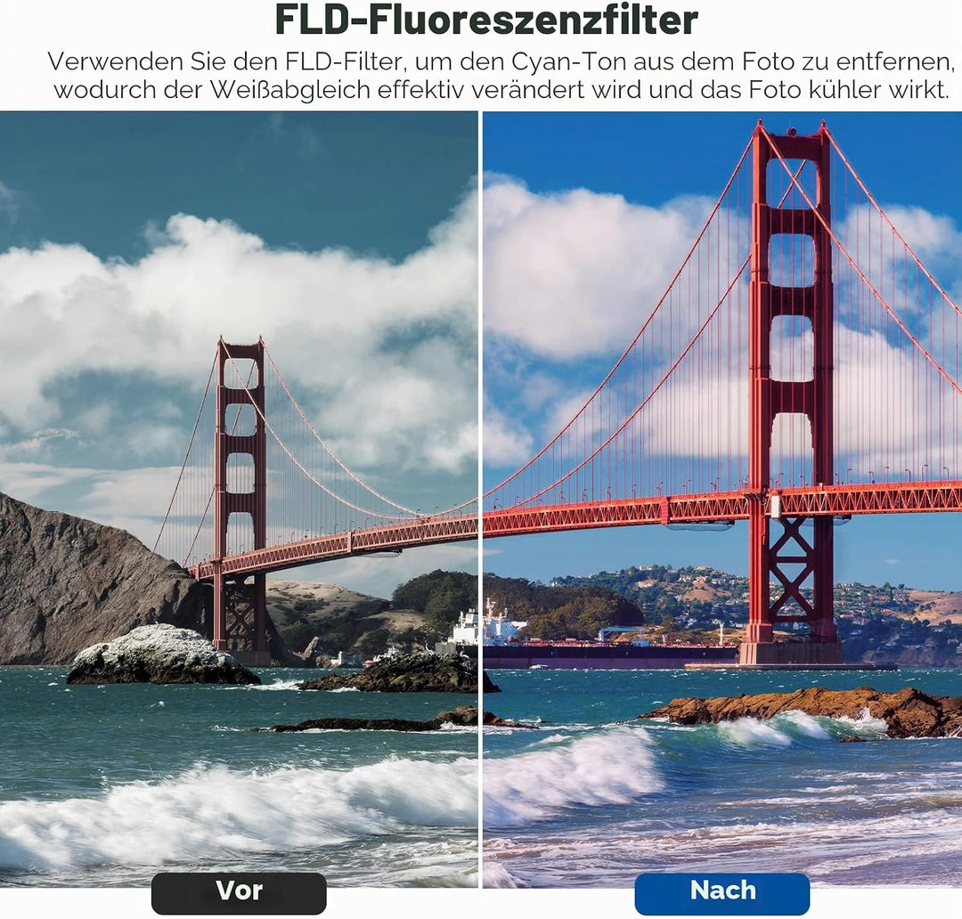 NEEWER Objektiv Filter Set 58mm UV CPL und ND Filters(ND2, ND4, ND8) FLD Filter, Tulpenförmiger Blen