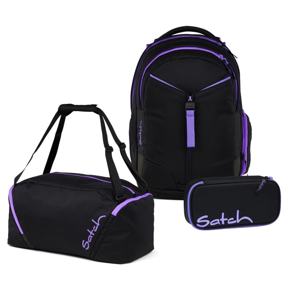 Satch Match Schulrucksack Set 3tlg. inkl. Schlamperbox und Sporttasche Purple Phantom, Purple Phanto
