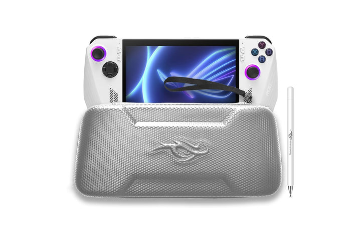 IBROZ Gaming-Tragetasche, silberfarben, stossfest, inkl. weissem Eingabestift für Spielekonsole Asus