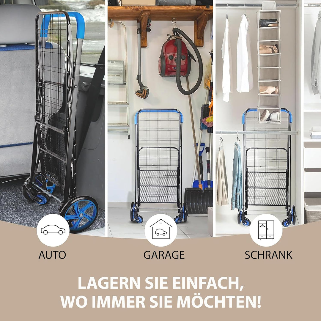 SereneLife Einkaufstrolley Klappbar & Treppensteiger, Einkaufswagen- aus Metall, Shopping Trolley- 5