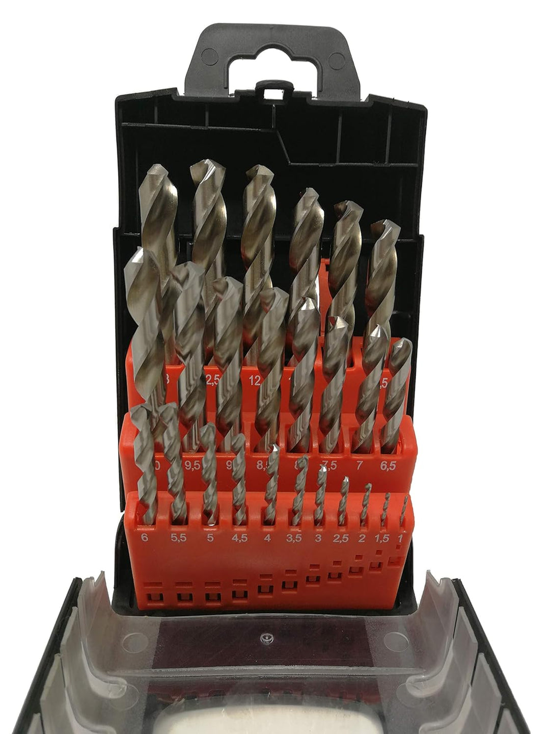 HSS-G 25-tlg. Präzisions - Metallbohrer Set 1-13mm > 0,5mm steigend mit 135° selbst zentrierenden Sp