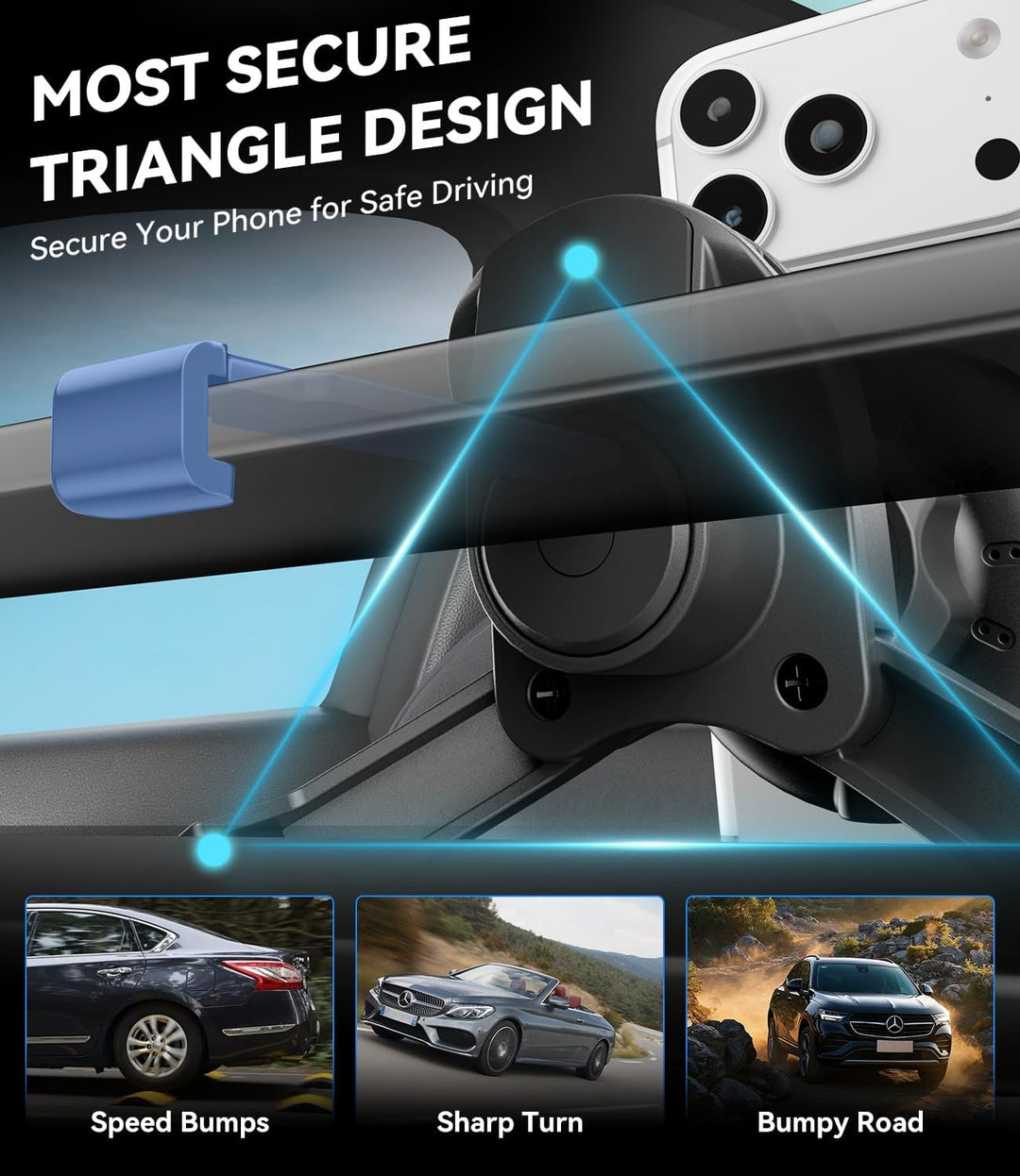 Qi2 15W für MagSafe Autohalterung mit Ladefunktion für Mercedes Benz A/B/C/E/V/G-Klasse & Audi A1/A3