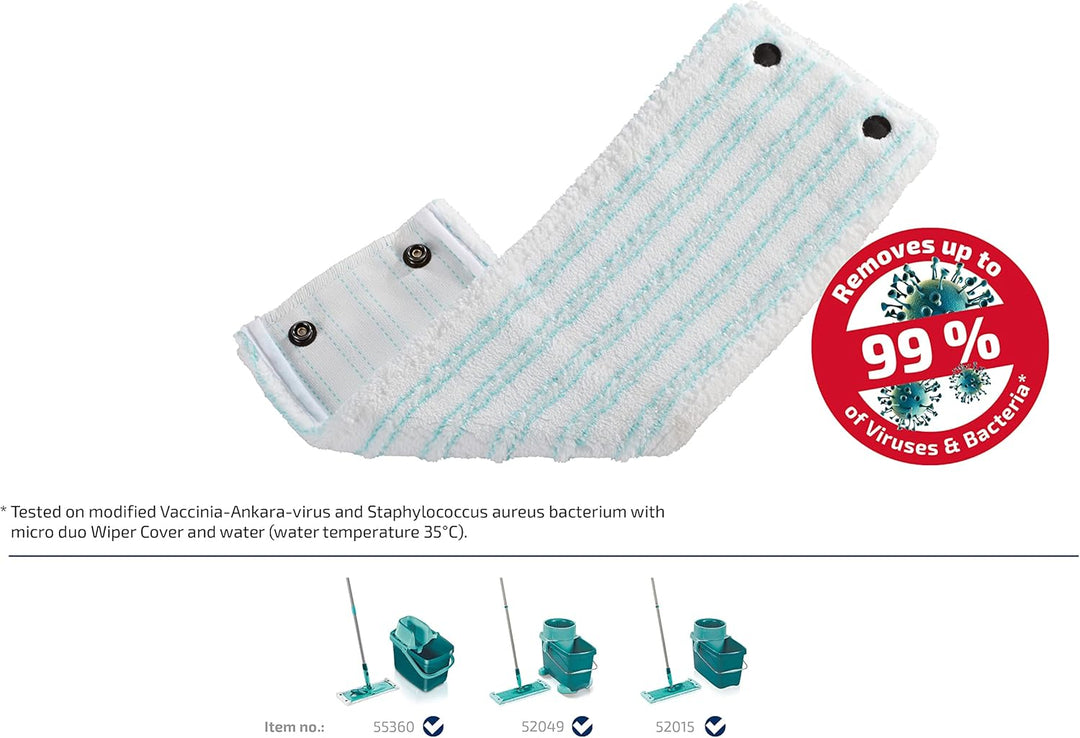 Leifheit Wischbezug CLEAN Twist XL/Combi XL Micro Duo 3er Set, Bodenwischer Ersatzbezug, Mikrofaser