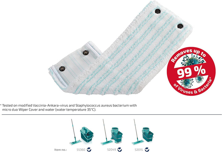 Leifheit Wischbezug CLEAN Twist XL/Combi XL Micro Duo 3er Set, Bodenwischer Ersatzbezug, Mikrofaser