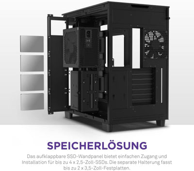 NZXT H9 Flow - CM-H91FB-01- Dual-Chamber ATX Mid-Tower PC-Gaming-Gehäuse - High-Airflow-perforiertes