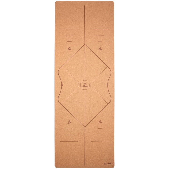 Yogamatte Comfort Line Alignment Yoga Matte 3-5 mm aus Kork mit Hilfslinien - 66 cm breit 5 mm stark