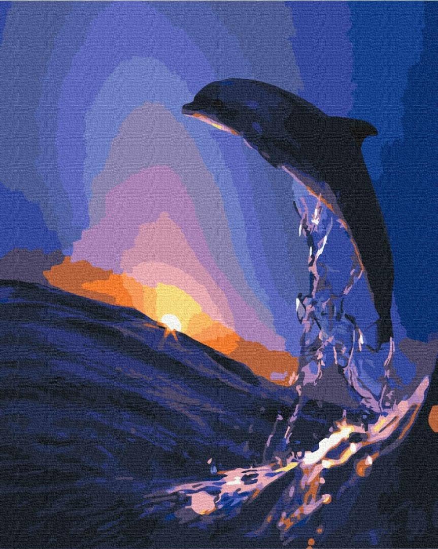 Artnapi Malen nach Zahlen Erwachsene mit Rahmen | DIY Handgemalt | Natur - Delphinsprung | Kit für A