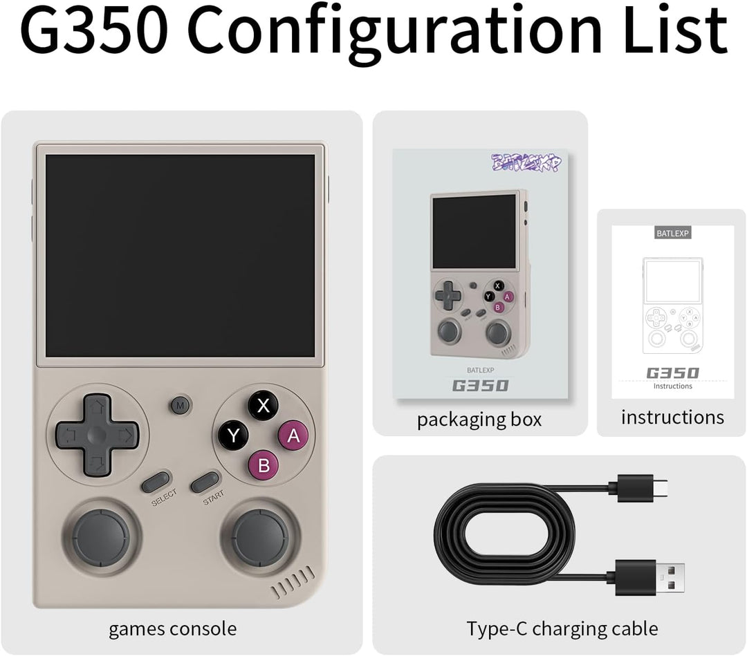 G350 Retro-Handheld-Spielkonsole 3,5-Zoll-IPS-Bildschirm 640 x 480 Linux-System mit vorinstallierter