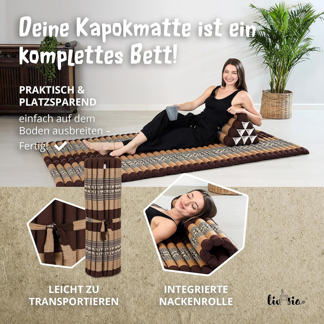 livasia Rollmatte Rollmatratze L-200x110x4,5cm, Gästebett Gästematratze 1 Person, Reisebett Kofferra