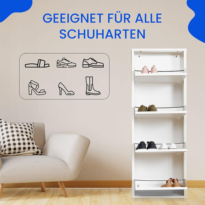 Schuhregal Schmal Metall Schuhschrank Hoch Schuhkipper mit Magnetische Abdeckung Metall Montiert Sch