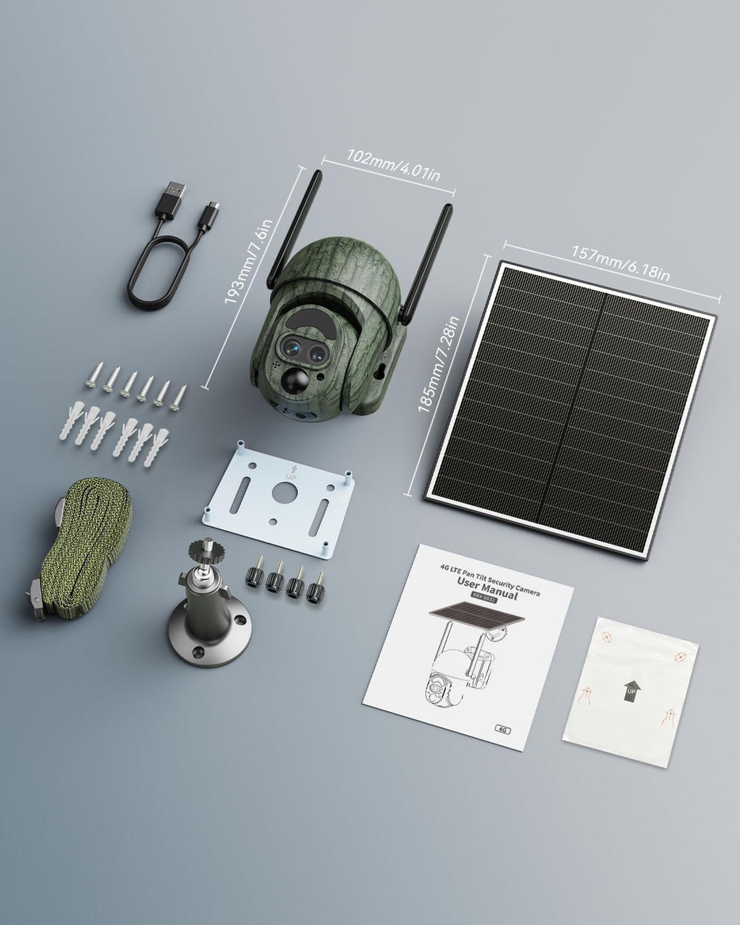 4G LTE Wildkamera mit SIM Karte, 2K Solar Wildtierkamera mit Handyübertragung APP Farbnachtsicht 12X