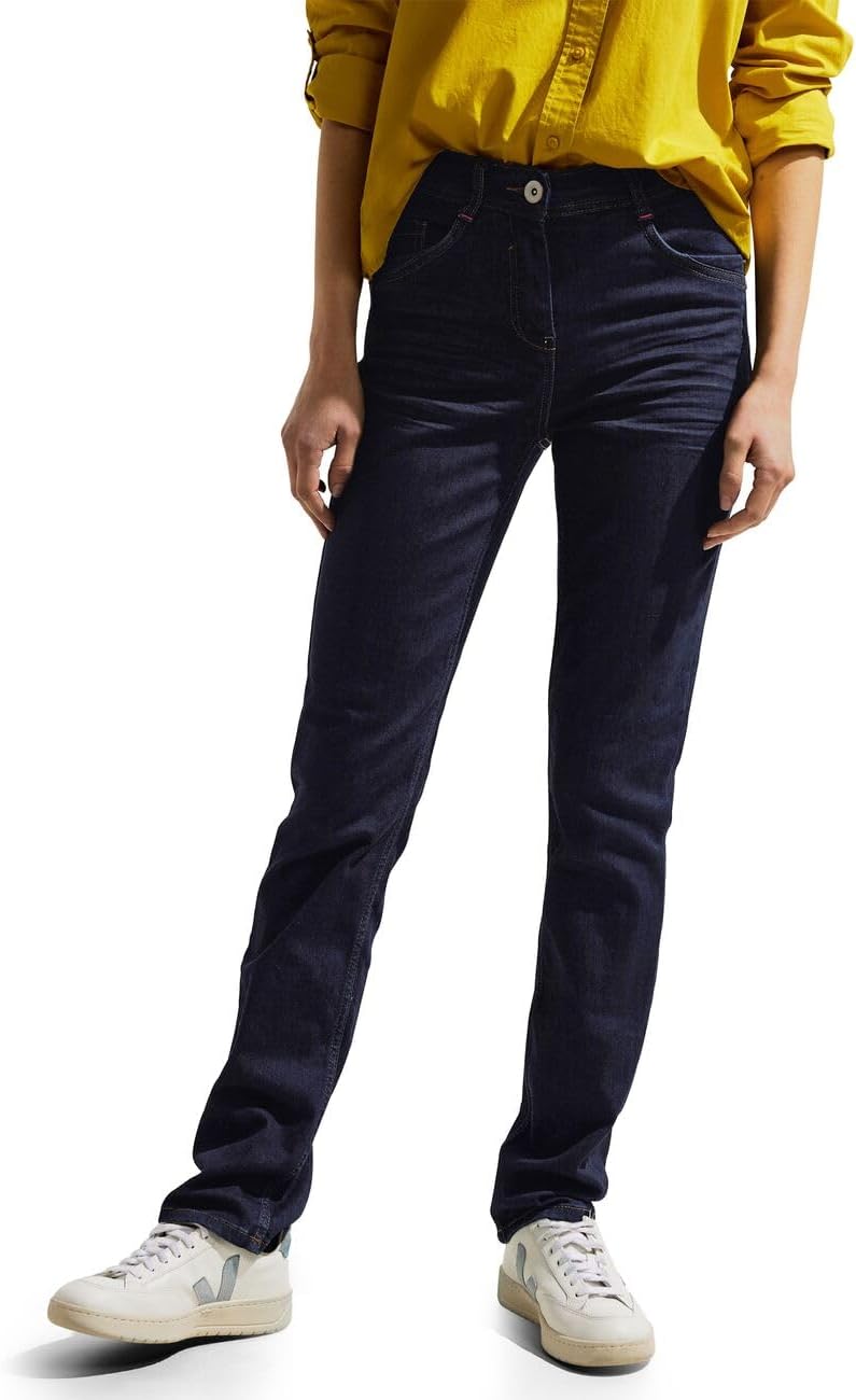 Cecil Damen Jeanshose Straight und High 26W / 30L Spült (Blau), 26W / 30L Sp&#xFC;lt (Blau)