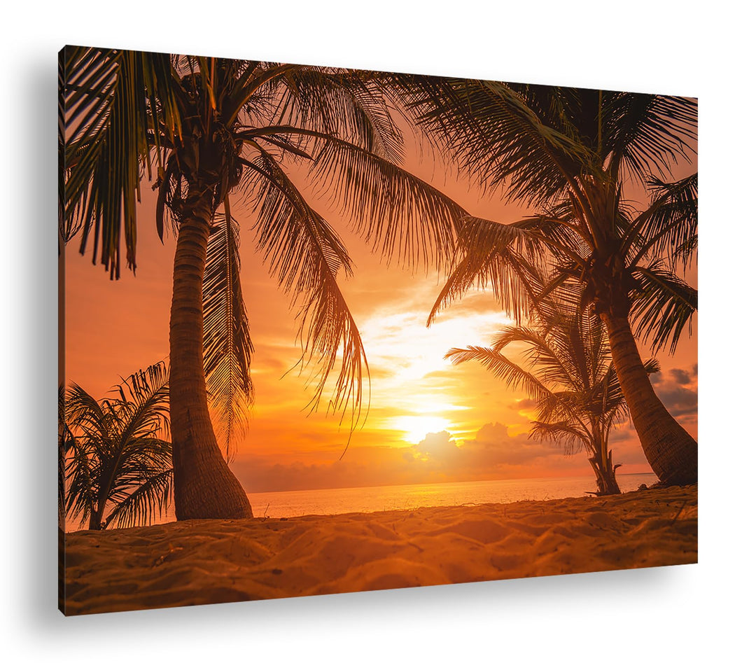 deyoli Sonnenuntergang Format: 80x60 cm als Leinwandbild, Motiv fertig gerahmt auf Echtholzrahmen, H