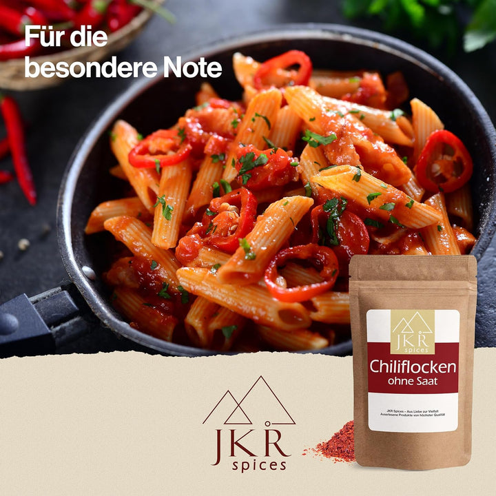 JKR Spices Chiliflocken ohne Saat 1000g | Chili Flocken ohne Kerne | Chili Flakes im wiederverschlie