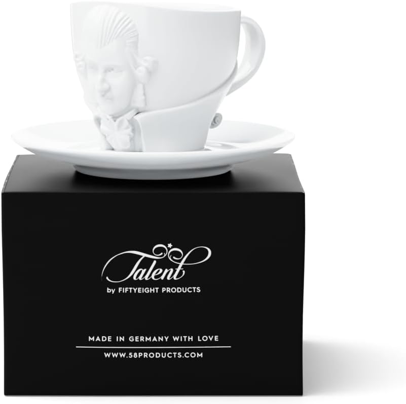 FIFTYEIGHT PRODUCTS / Talent / Kaffeetasse mit Untertasse „Amadeus Mozart“- Portrait (Porzellan, 260