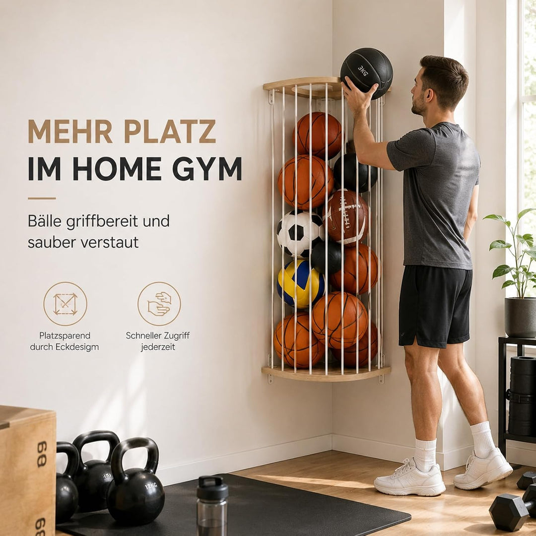 Garage Organizer Ballhalterung Wand - Slackline Ballnetz für 5 Bälle