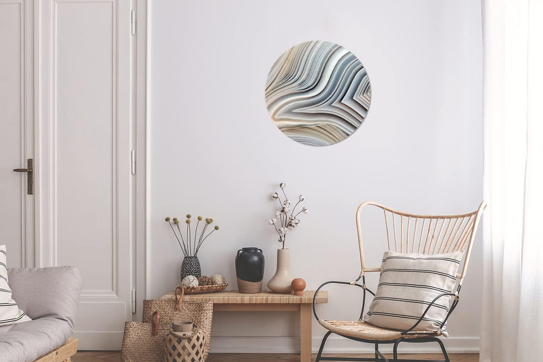 Wandbild Rund Wanddeko Deko Wohnzimmer Bilder 30x30 cm Marmoroptik - Stein - Linien - Luxus - Marmor