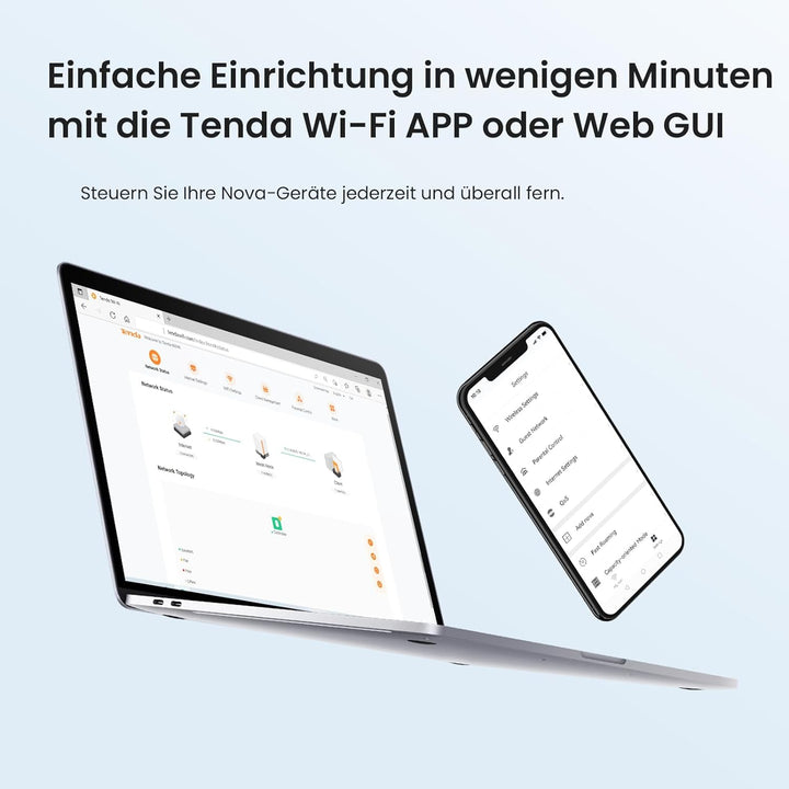 Tenda MX3 (2 Pack) WiFi 6 Mesh AX1500, WiFi 6 Mesh System für das ganze Haus, MU-MIMO, Abdeckung bis