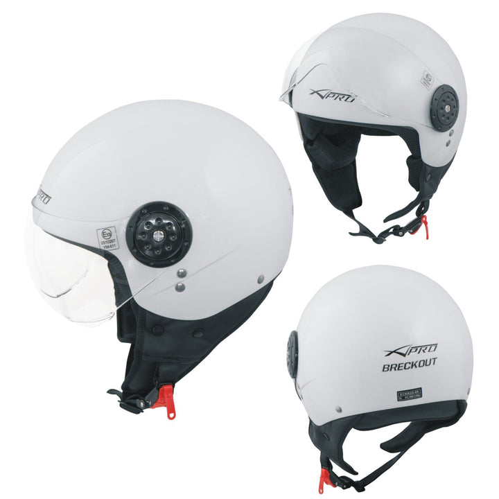 Motorradhelm Motorrad Roller Jet Demi Helm Scooter Homologiert Avio Visor Weiss XL 61 cm (XL) Weiss,