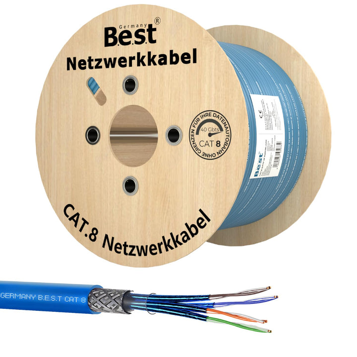 Germany B.e.s.t 500M CAT 8 Netzwerkkabel Verlegekabel Kupfer LAN Kabel Ethernetkabel S/FTP 40 Gbit/s