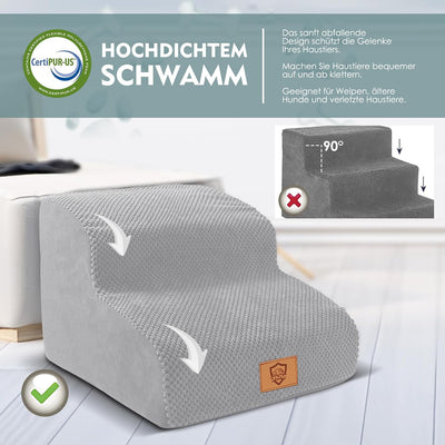 Myiosus Hundetreppe 2 Stufen, Tragbar Haustiertreppe aus Hochdichtem Schwamm für Kleine Hunde, Dog S