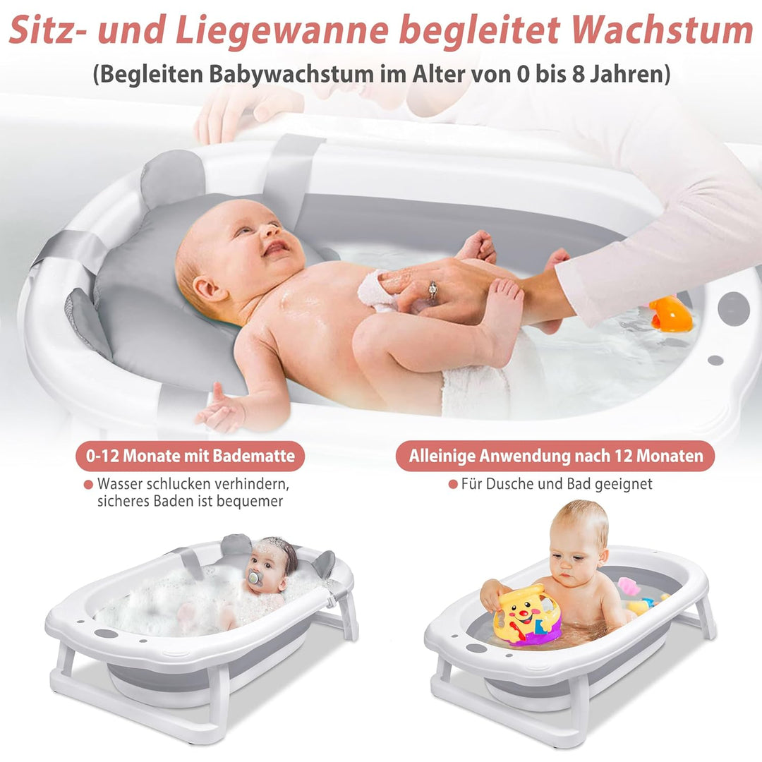 Faltbare Baby Badewanne, klappbare Babybadewanne, Rutschfeste Tragbare Reisedusche Badebecken mit ru