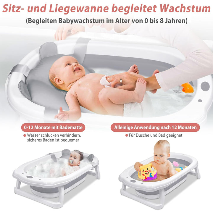 Faltbare Baby Badewanne, klappbare Babybadewanne, Rutschfeste Tragbare Reisedusche Badebecken mit ru
