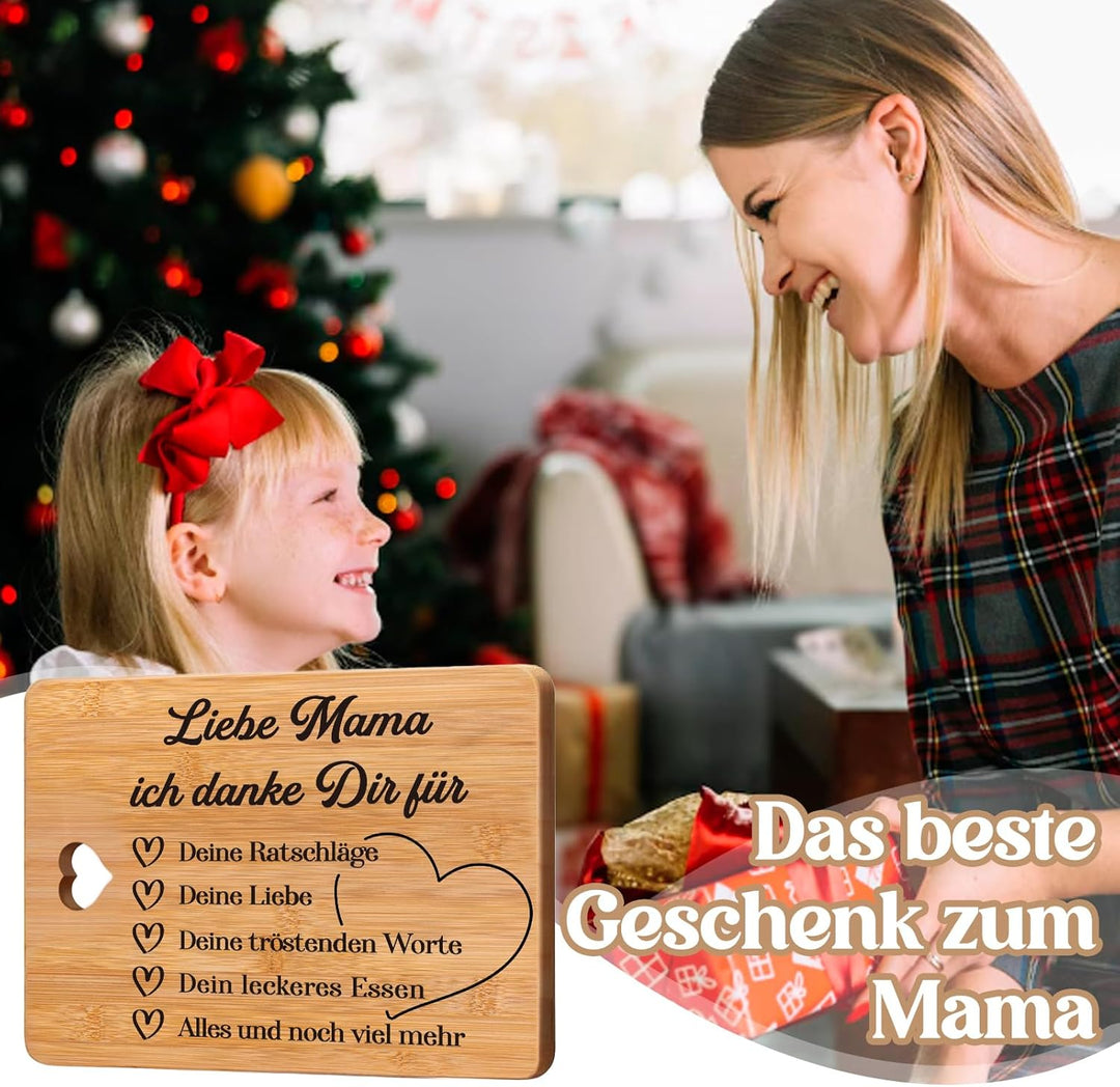 Weihnachtsgeschenke für Mama, Mama Geschenk - Bambus Schneidebrett, Geschenk für Mama zum Geburtstag