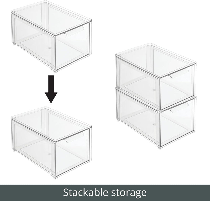 mDesign Schubladenbox – Stapelbox aus Kunststoff für Küchen- und Kühlschrank – Küchen Organizer für