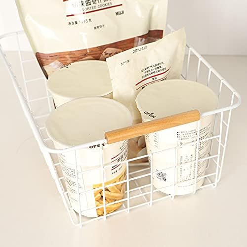 ZRAZ Kitchen Wire Baskets Farmhouse Decor Metal Food Storage Organizer,Household Refrigerator Bin wi