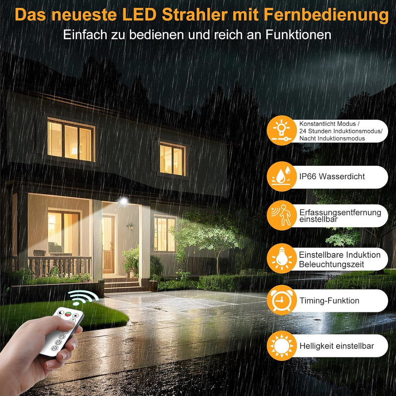 MEIKEE 25W LED Strahler mit Bewegungsmelder Fernbedienung 2100LM 6500K Superhell LED Fluter mit Sens