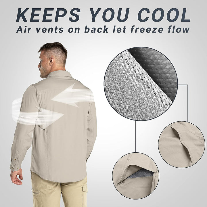 Outdoor Ventures Hemd Herren Freizeithemd Langarm Outdoor Shirt Atmungsaktive Schnell Trocknende Fun