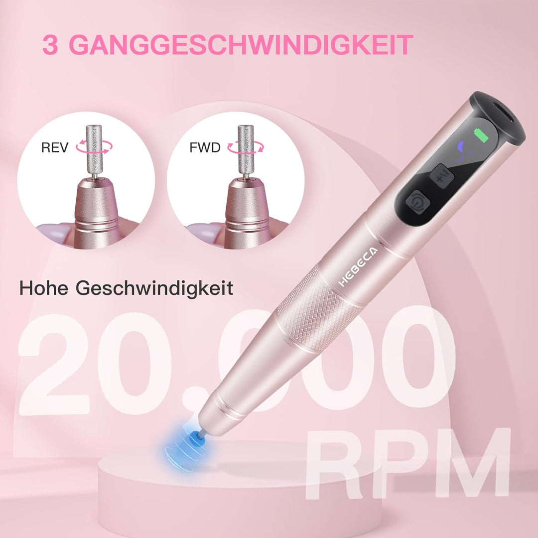 HEBECA Elektrische Nagelfräser Kabellos für gelnägel,12 in 1 maniküre pediküre set elektrisch akku f