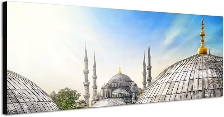 Paul Sinus Art Panoramabild auf Leinwand und Keilrahmen 150x50cm Istanbul Hagia Sophia Moschee Wolke