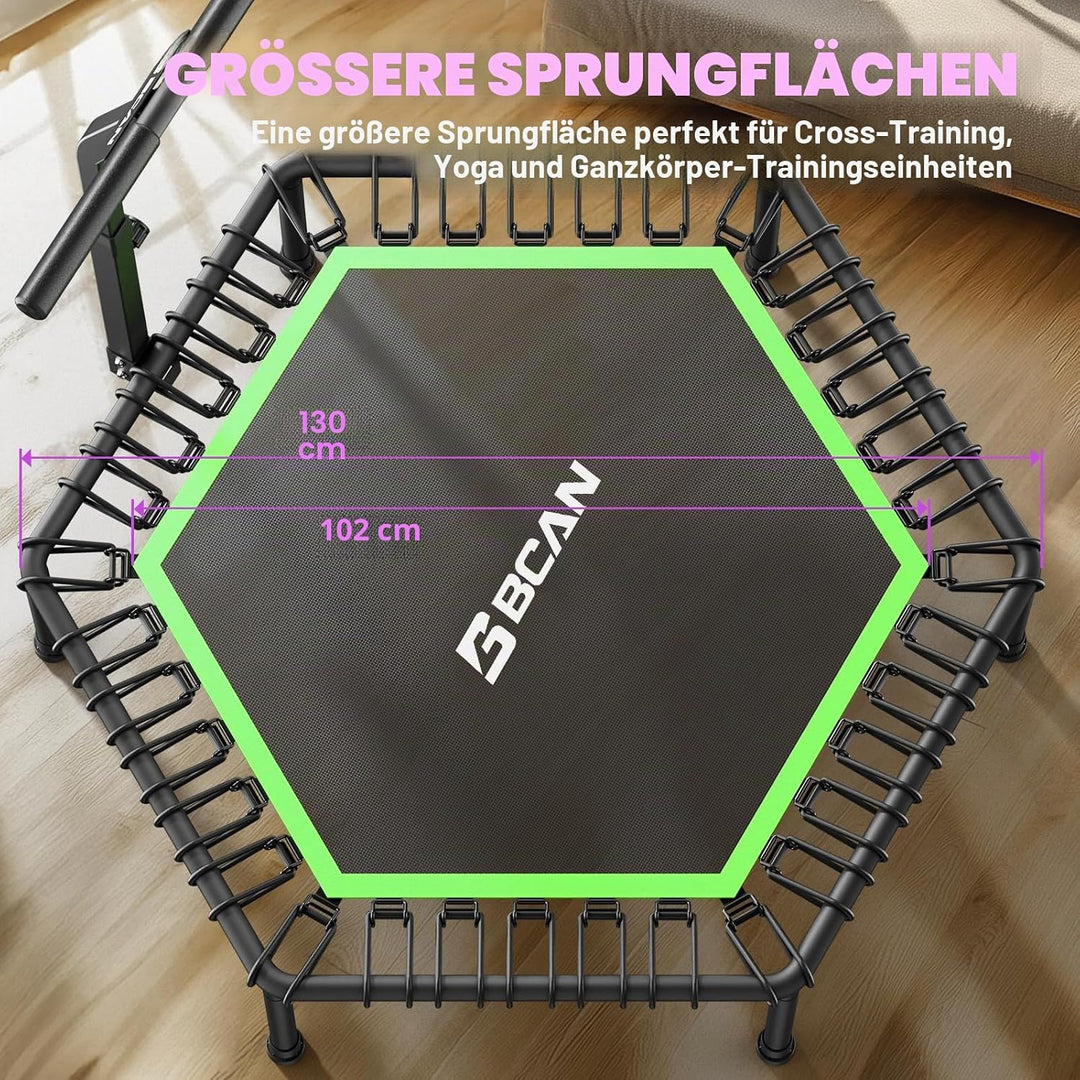 BCAN Fitness Trampolin Indoor Ø 122/133 cm, Trampolin Erwachsene bis 250 kg, Bodentrampolin mit vers