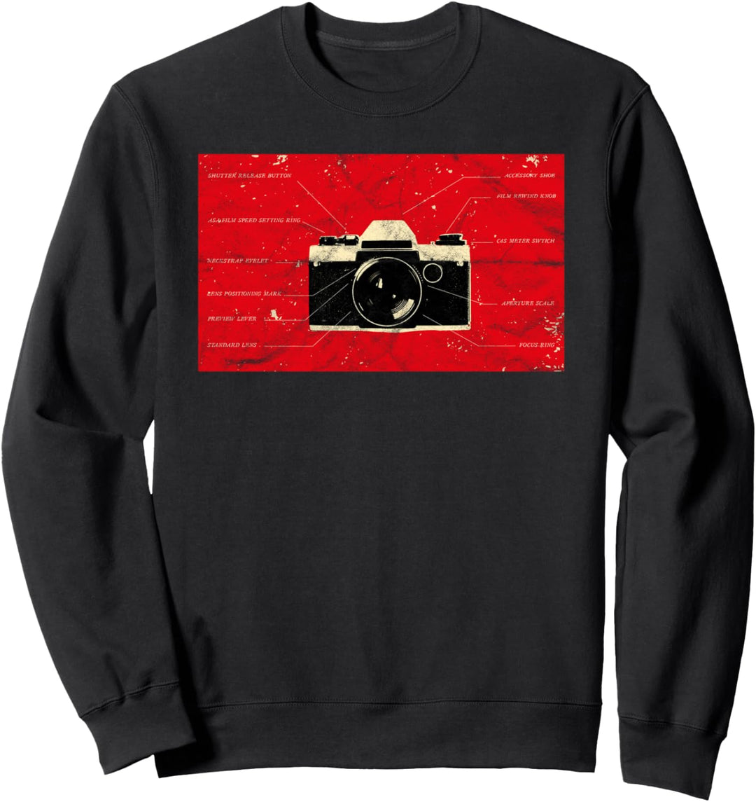 Vintage Analog SLR Camera Anatomy Film Fotograf Objektiv Sweatshirt