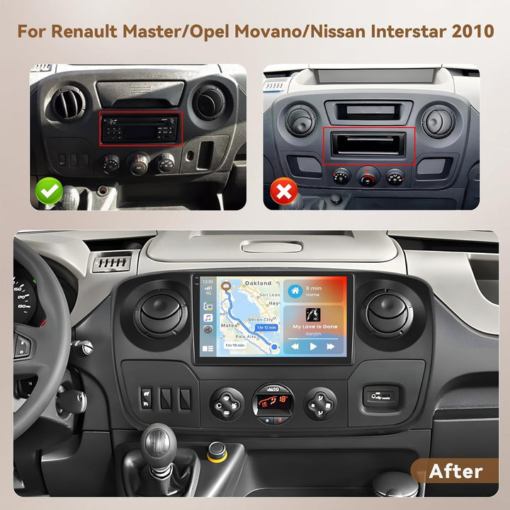 Hikity Android 15 4+128G Autoradio für Renault Master/Opel Movano/Nissan Interstar 2010 mit 10'' Inc