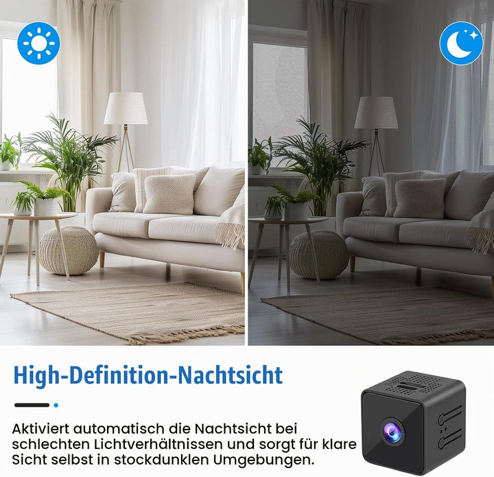 Kamera 1080P WLAN Innen, App Steuerung, Nachtsicht, Zuhause | Live Übertragung per Handy App, Bewegu