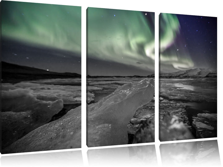 Pixxprint Gletscher Island als Leinwandbild/Grösse: 3 Teilig (120x80 cm) cm/Wandbild/Kunstdruck/fert