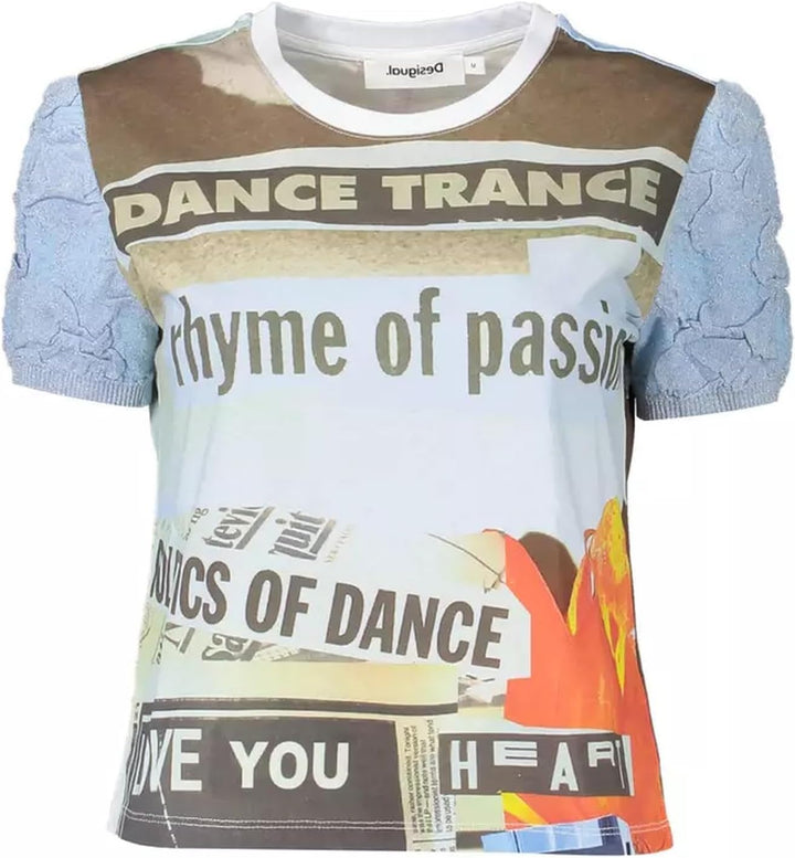 Desigual Damen T-Shirt L Blau, L Blau