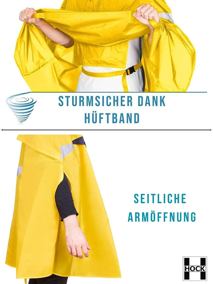 HOCK Premium Fahrrad Regenponcho 'Super Praktiko' mit Lüftung und seitlicher Armöffnung - 100,0% Was