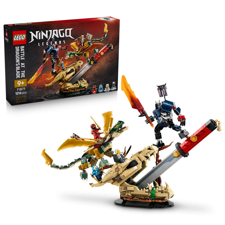 LEGO NINJAGO Showdown auf der Drachenklinge - Ninja Spielzeug mit Drache, Mech Actionfigur & 4 Minif