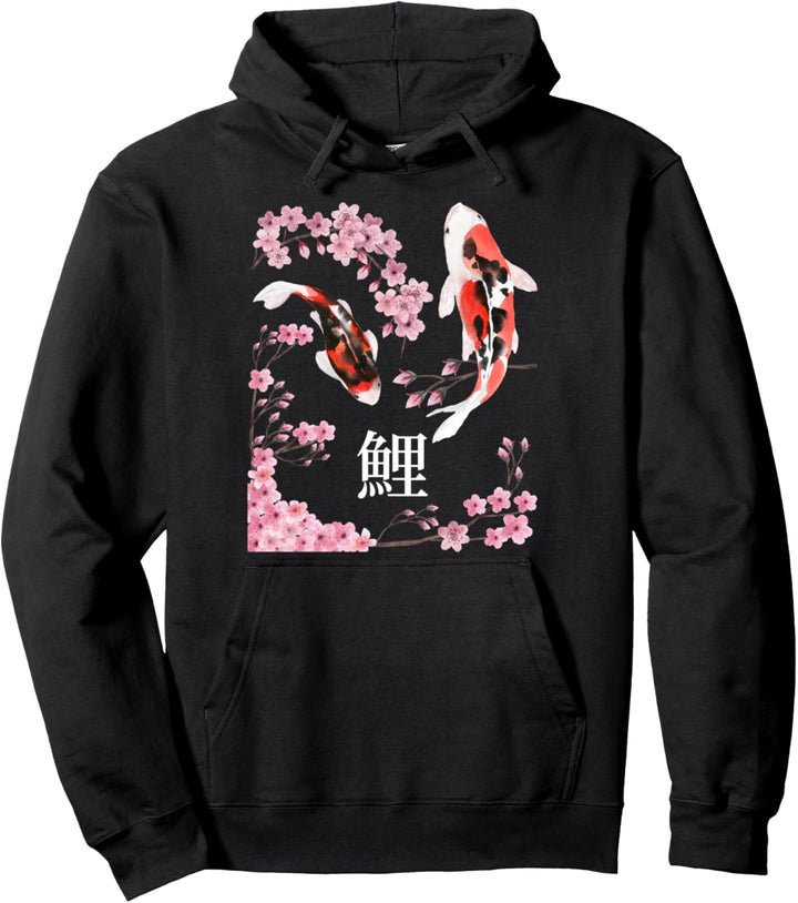 Koi Fish Japanese Cherry Blossom Koi Fish Pullover Hoodie