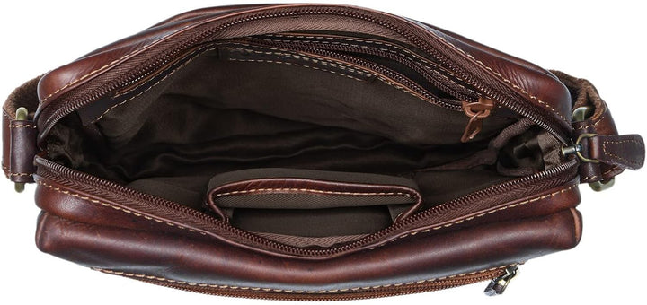 STILORD 'Moritz' Kleine Ledertasche Umhängetasche braun Vintage Messenger Bag für Herren mit vielen
