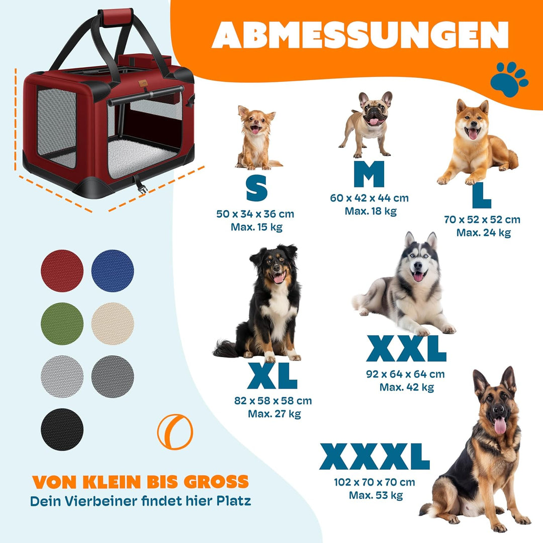 Lovpet® Transportbox Hund Katze Transporttasche M 60x42x42cm | Hunde-Tragetasche Faltbare Katzentasc