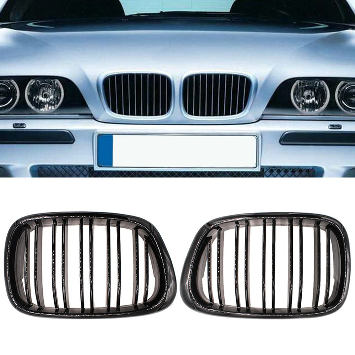 HZTWFC Frontstossstange Doppellamellengrill Glänzend Schwarz Fronthaube Nierengrill Grill ABS Doppel