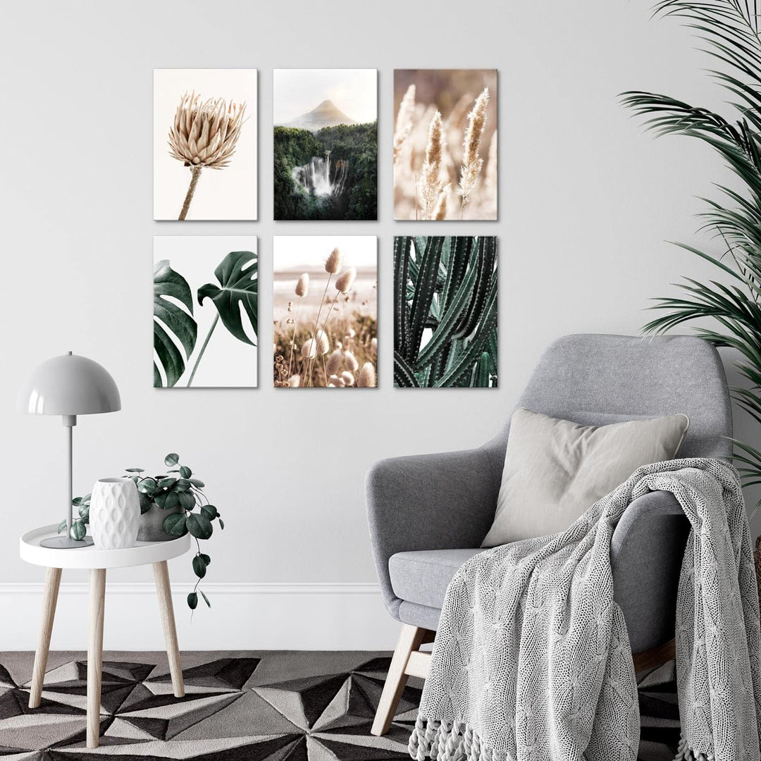 Novart Wandbilder Set - KOMPLETT AUFHÄNGFERTIG - Made in Germany - Moderne Bilder Boho Natur Wohnzim