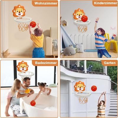 MAYAPHILOS Mini Basketballkorb fürs Zimmer, Tragbarer Löwe Basketball Reifen mit aufblasbaren Bällen