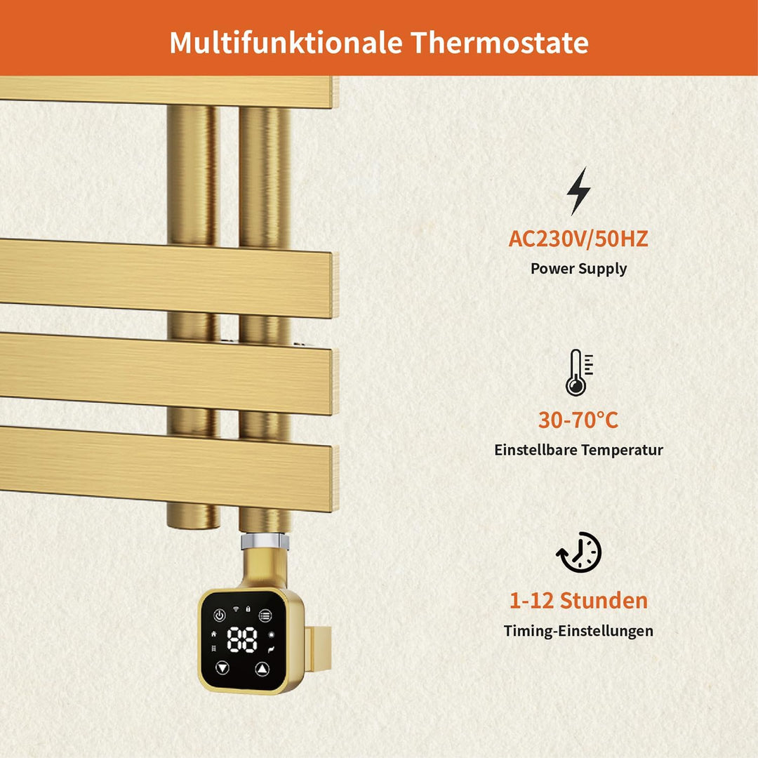 Heizstab Elektrisch für Badheizkörper mit Thermostat, geeignet für Handtuchheizkörper Heizkörper und